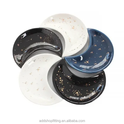 Blue Moon Star Ceramics Necklace Earrings Ring Jewelry Tray for Store