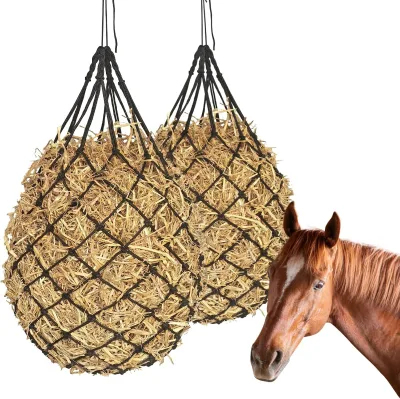Slow-Feeding Mesh Hay Net & Bag for Horses Cattle Sheep Alpacas-40-Inch 1 or 2-Piece Pack