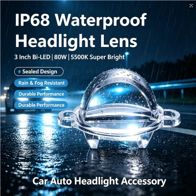 3.0 Inch Bi-LED Projector Lens 80W 5500K High/Low Beam Car Headlight Retrofit Lens Super Bright Focus Beam with Cutoff Line