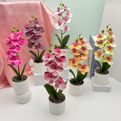New Artificial Flowers Pretty Butterfly  Orchid Real Looking Plastic Home Decoration Moth Orchid with Pot