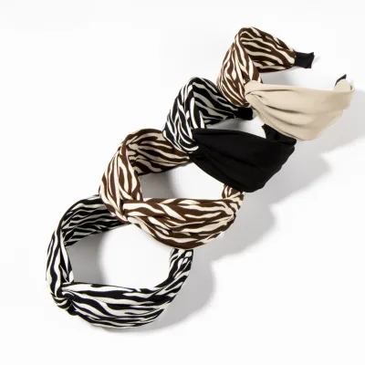 New Wide Edge Cross Contrast Zebra Leopard Style Hair Accessories Headband for Girls