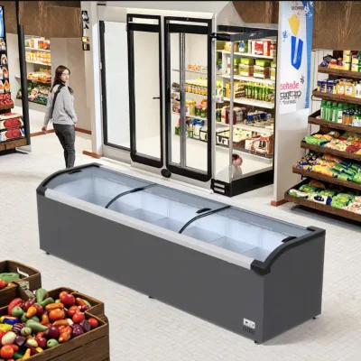 High Quality Commercial Freezer Display Island Flat Island Freezer