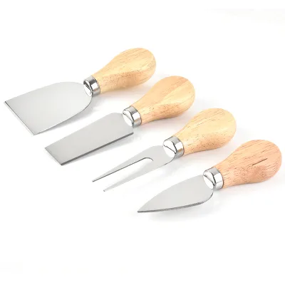 Stainless Steel Kitchen Set Cheese Knife Fork with Wood Handle for Cake Cheese Oil Butter Knife