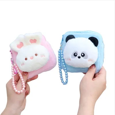 New Wallet Cute Stuffed Mini Cartoon Plush Animal Zipper Card Holder Money Zero Purse Bear Rabbit Wallet