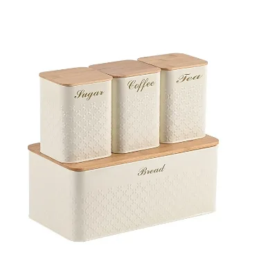Square Bamboo Cover Four-Leaf Clover Bread Box Baguette Storage Jar Bread Storage Storage Box Food Organizer Box