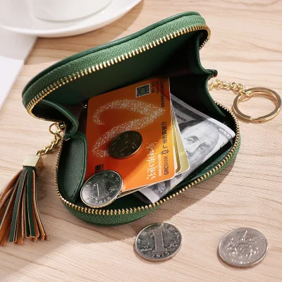 Fashion Unique Design Vintage Heart Shaped PU Zipper Closure Letter Pattern Credit Card Pouch Key Wallet Case Holder