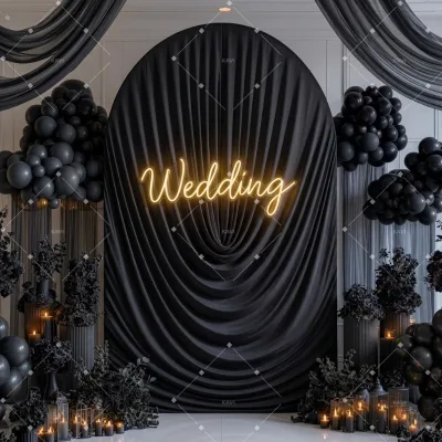 Arch Shape Fabric Valance Curtain Swag Set Water Ripple Background Frame Cover for Fashionable Weddings Parties Decor