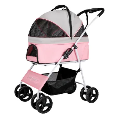 Wholesale Luxury 4 Wheels Folding Easy to Assemble Pet Trolley Dog Stroller
