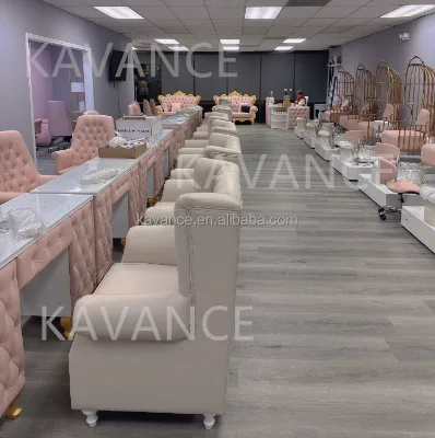 Cheap Pink Nail Salon Furniture Manicure Table Nail Chair Sets with Diamond and Vacuum Cleaner