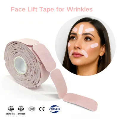 Face Lifting Tape 50x24mm Pink Stretch Fabric Anti-Wrinkle Care Portable Skin-Friendly Facial Care Patches Custom Packaging