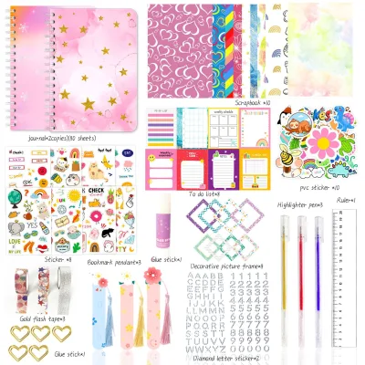 Birthday Gift for Girls Scrapbook Children's Color Star Diary Set DIY Journal Set