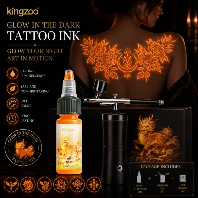 UV Tattoo Pigment 15ml 8 Colors Temporary Airbrush Fluorescent Tattoo Ink Strong Glow Under UV Light for Body Painting