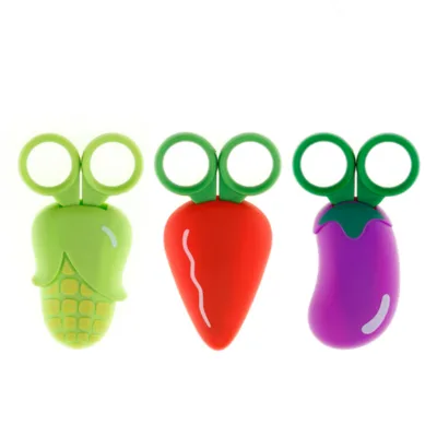 Promotional Cute Fancy Scissors Vegetables and Fruits Shape Kids Plastic Scissors for Multi Function