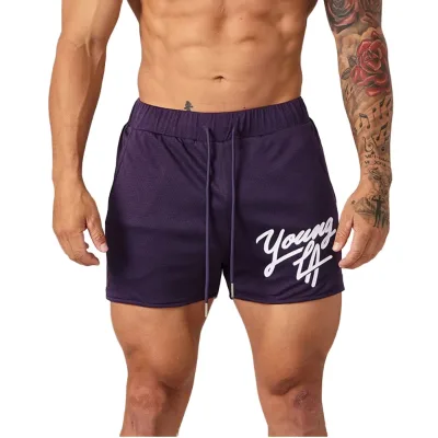 2025 Men's Quick-Drying Fitness Sports Shorts Low Drawstring Solid Printed Sport Workout Training Beach Shorts