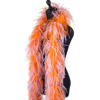 2 Meters Long Two-color Ostrich Feather Scarf 6 Layers Fluffy Feather Scarf Accessories Wedding Dress Decorative Feathers