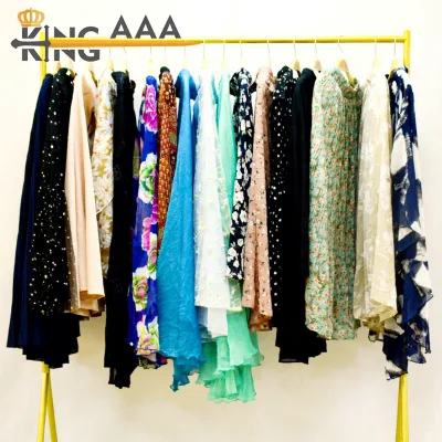 Premium Women Ladies Elegant High Waist Second Hand Clothes Chiffon Silk Casual Skirt