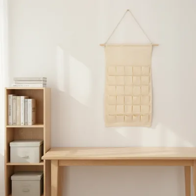 Ramadan Canvas Blank Countdown Calendar 30 Pockets Hanging Wall Decor for Eid Al-Fitr Islamic Festival