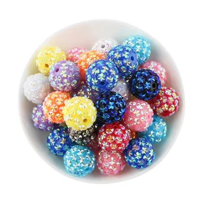 Popular 20mm Acrylic Beads Mixed Snowflake Sparkling Rhinestone Bubblegum Beads Acrylic Beads for DIY Handmade Pens