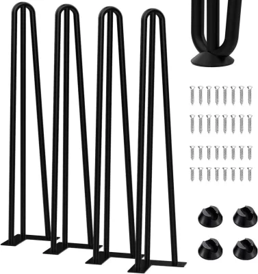 AAG Modern Home DIY 71 cm Black Cast Iron Industrial Hairpin Furniture Legs 3 Rod for Cabinet Bench Chair Coffee Table Desk
