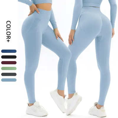 Hot Selling Push up Quick Drying Fitness Seamless Yoga Wear Set Gradient Color Yoga Leggings for Women