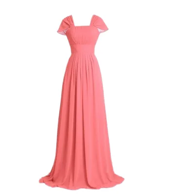 Custom Casual Elegant Chiffon Bridesmaid Dresses Appliques V-neck A-Line Chiffon Women Maxi Floor-Length Bridesmaid Dresses