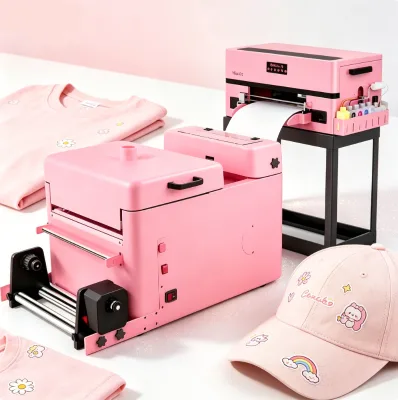 13Inch Exclusive Pink A3 XP600 DTF Printer Matching Auto Powder Shaker Oven for T-shirt Hoodie Small Business Custom Apparel