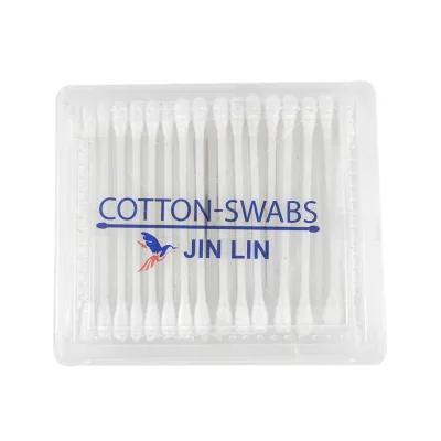 Hygienic Double-Headed Wooden Cotton Swabs Top Opening Hinged Square Box Travel Home Essential