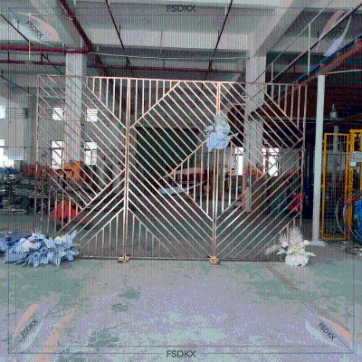 Luxury Stainless Steel Strip Arch Backdrop 3pcs Outdoor Walkway Decoration Geometric Metal Backdrop Stand