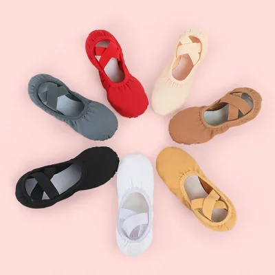 Stage Dance Wear Soft Ballet Shoes for Dance White Grey Canvas Ballet Shoes for Ballroom