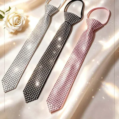 Luxury Rhinestone Necktie Narrow Adjustable Tie Hot Girl Sexy Dress Tie Unisex Shirt Decorations Tie Sparkling Party Accessories