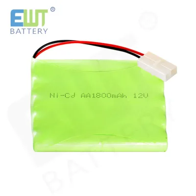 EWT AA Ni-CD 12V 1800mAh Sealed Rechargeable Battery Pack for Consumer Electronics with >500 Cycles and 21.6Wh