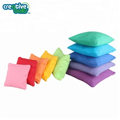 Factory Custom Printed Canvas Bean Bag Weighted Square Throwing Pouch OEM Logo Fabric Sand Pouch for Event Leisure Goods