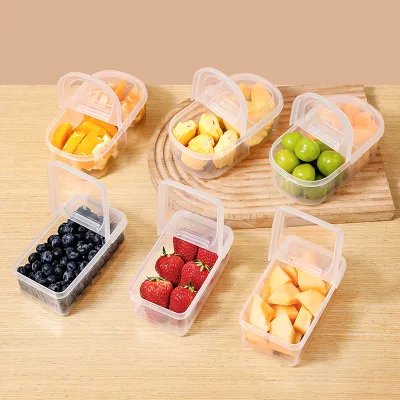 650ml/500ml/250ml Portable Transparent Food Storage Box Fruit Crisper with Collapsible Lid Refrigerator Keep Fresh Box