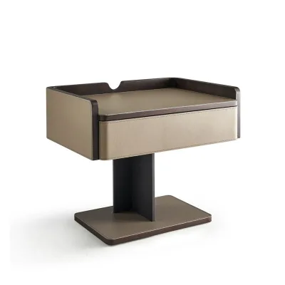Personality Creative Design Nightstand Bedroom Master Room High-End Saddle Leather Storage Nightstand