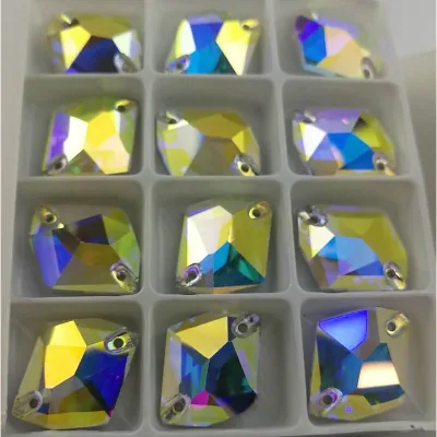 Best Quality 16X21mm Crystal AB Sew on Cosmic Glass Rhinestones for Bags Garments Hats Apparel