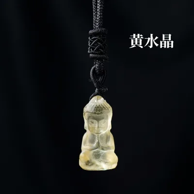 HY Natural Crystal Citrine Buddha Crystals Pendant Carved Healing Stone Rose Quartz Crystal Crafts