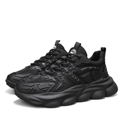 2024 Men's Black Mesh Breathable Running Walking Fashion Sneakers Walking Style Shoes