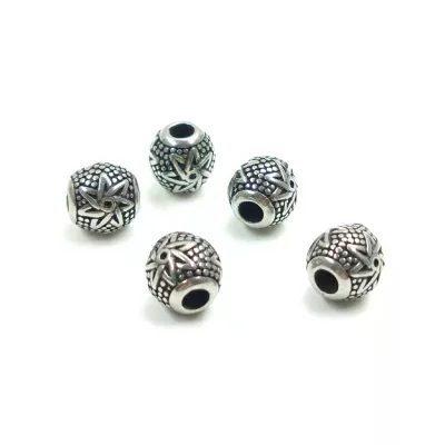 4mm Hole Retro Antique Silver Stainless Steel Star Crown Pattern Beads Spacers for Leather Bracelet Jewelry Making Finding