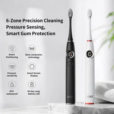 BSCI Manufacturer Custom Logo Smart Screen EMC RoHS Portable Travel Electric Toothbrush for Adult