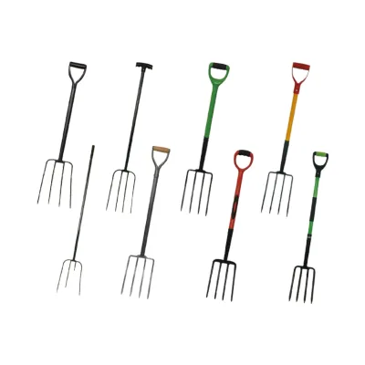 Agriculture Garden Round Steel Fork with Handle Spade and Metal Shovel for Outdoor Farming Stainless Steel and Wood Material
