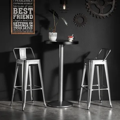 American Style Iron Metal Bar Stool with Backrest Modern Industrial Design for Home Bar Use