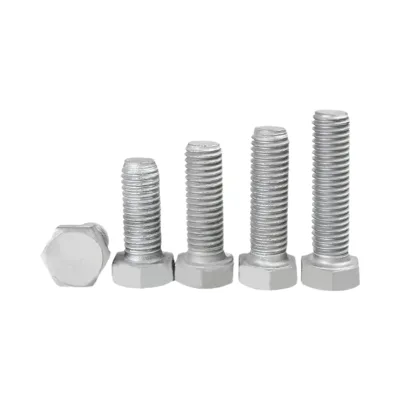 High Quality JIUJIN Steel Zinc Plated Hex Head Bolts DIN933 Class 8.8 with 2 Nuts for Photovoltaic Brackets