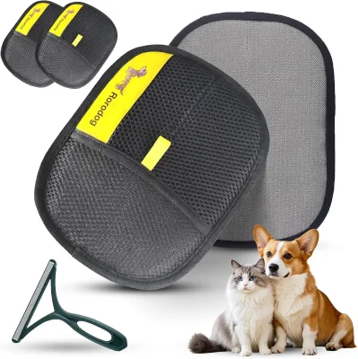 Reusable Textile Multi-function Pet Grooming Deshedding Gloves for Dogs Cats Rabbits Fur Removal