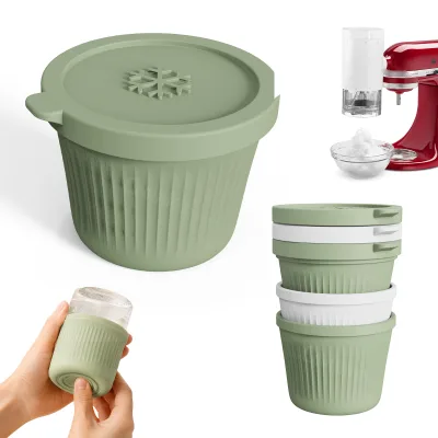 Customized logo Kitchenware Complete Silicone Ice Block Cup with Quick Demold Base and Lid for Daily Freezer Use