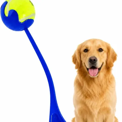 Pet Tennis Ball Launcher Hands-Free Long Arc Throw Exercise Toy Modern Plastic Dog Training Outdoor Interactive