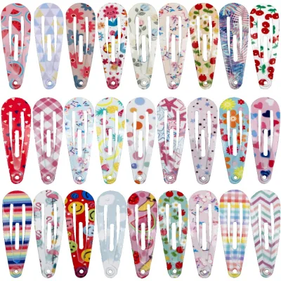 Cute Children's Cartoon Hair Clip Headdress New 3cm Printed Metal BB Clip Colorful Drop Clip Hair Accessories Sweet Style