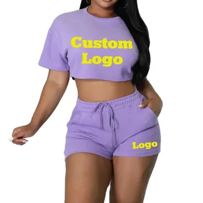 Wholesale Crop Top and Shorts 2 Piece Crop Top and Shorts Women Sets Crop Tops and Shorts Sets for Women