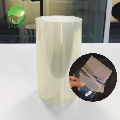 Low Adhesion Auto Bubble Release 3 Layer Anti Scratch Transparent PET Protective Film for Camera PDA CRT Display Panel