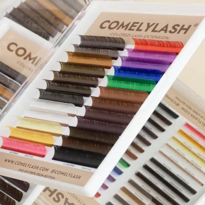 Comelylash Chocolate Brown Colored 0.05 0.07 0.03 Cashmere Lash Extensions Black and Brown Lash Extensions 17Mm