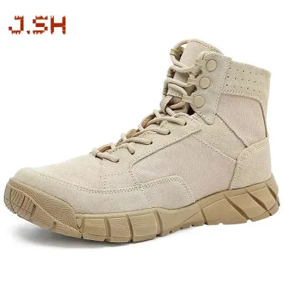 JSH Lightweight Men's Desert Boots Sand High Tactical Gear Shoes Durable Polyester Material Antislip Personal Defense Equipment